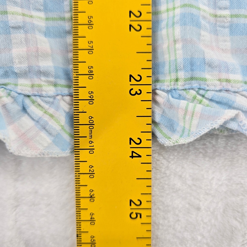 The Tog Shop Pajama Set Womens Petites 2PC Plaid Blue Ruffle Lace Cotton Blend - Picture 6 of 12